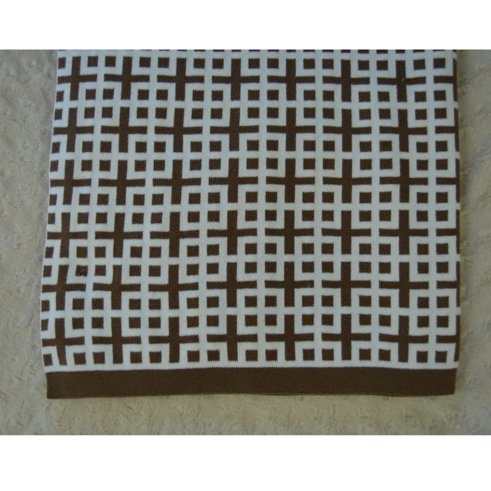 Dwell Studio for Target Baby Blanket Brown White Square Design Sweater Knit